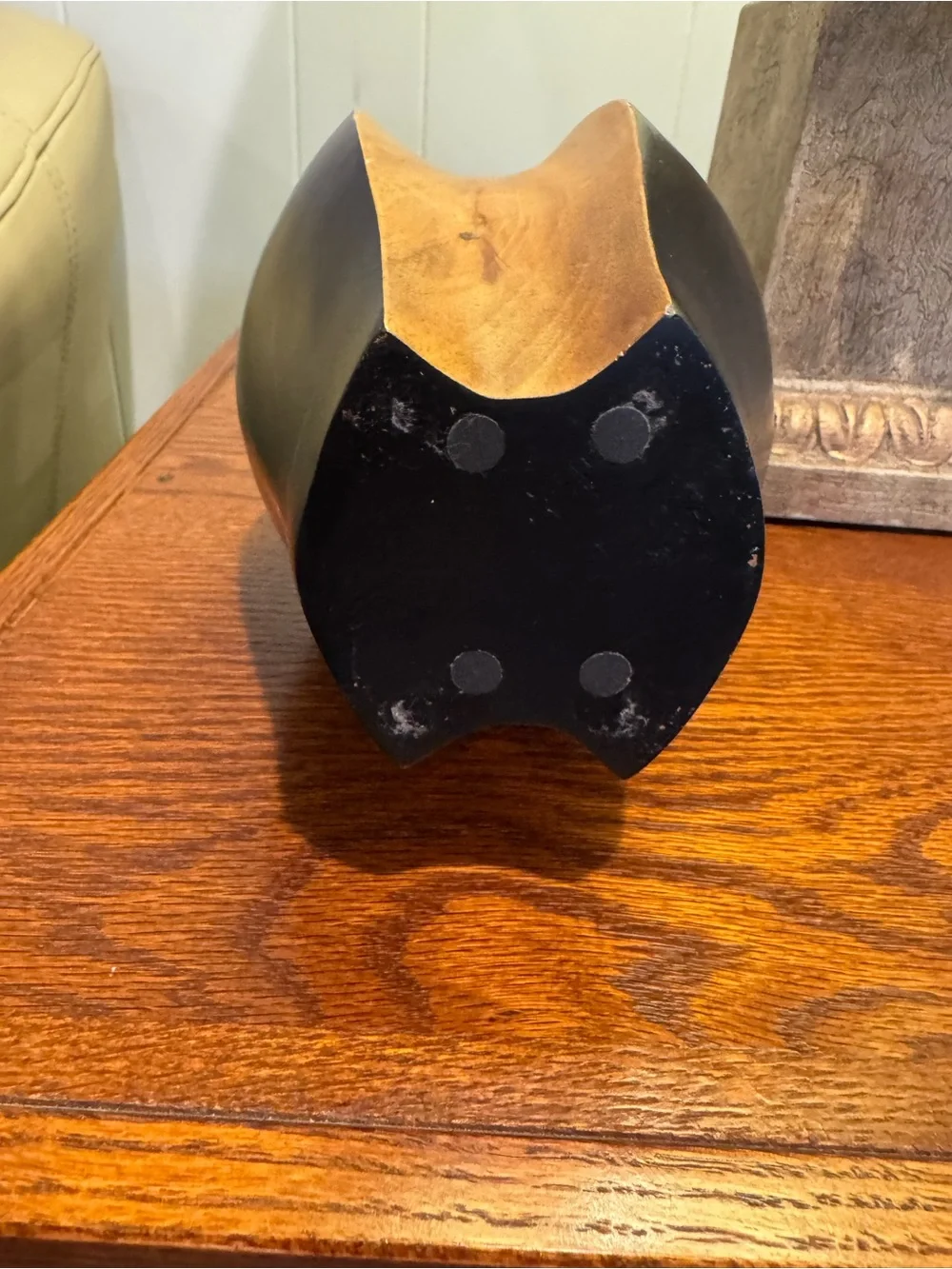 Solid Wood Two Tone Decorative Vase — Modern Wood Accent with swirl.